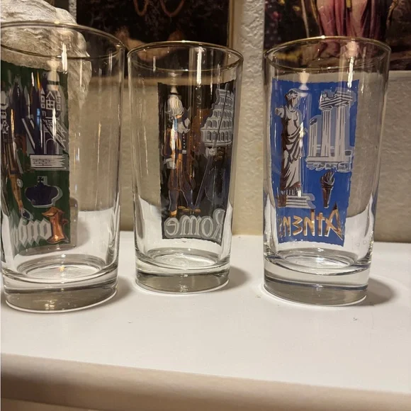 Libbey "Cities of the World" highball glasses London, Rome, Athens - Picture 6 of 6